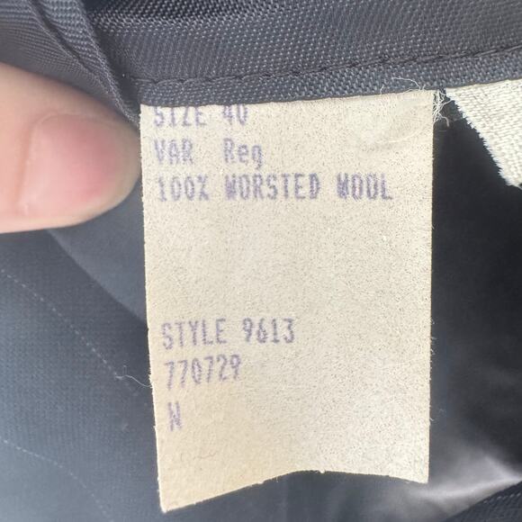 Vintage Brooks Brothers Men’s 40R Worsted Wool Blazer Black Pinstripe USA Made - Picture 2 of 9